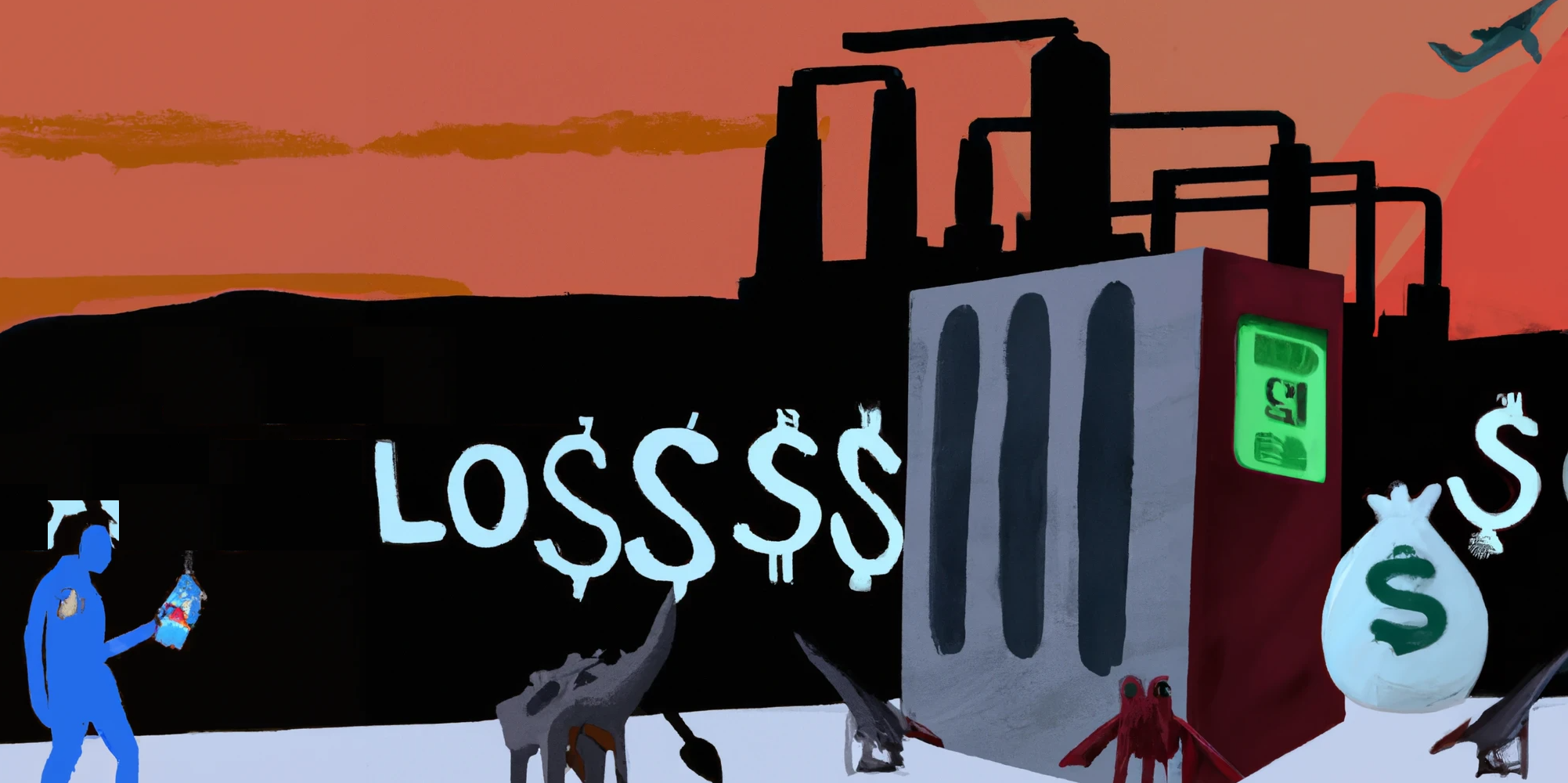 DALL·E generated image of the social cost of fossil fuel, digital art