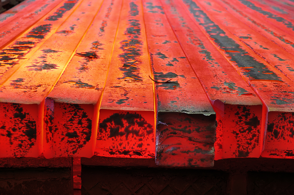 steel billets being pressed