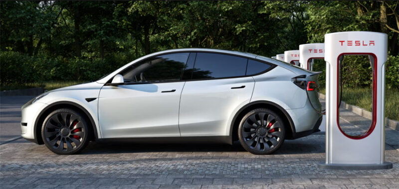 Tesla Model Y Supercharging.