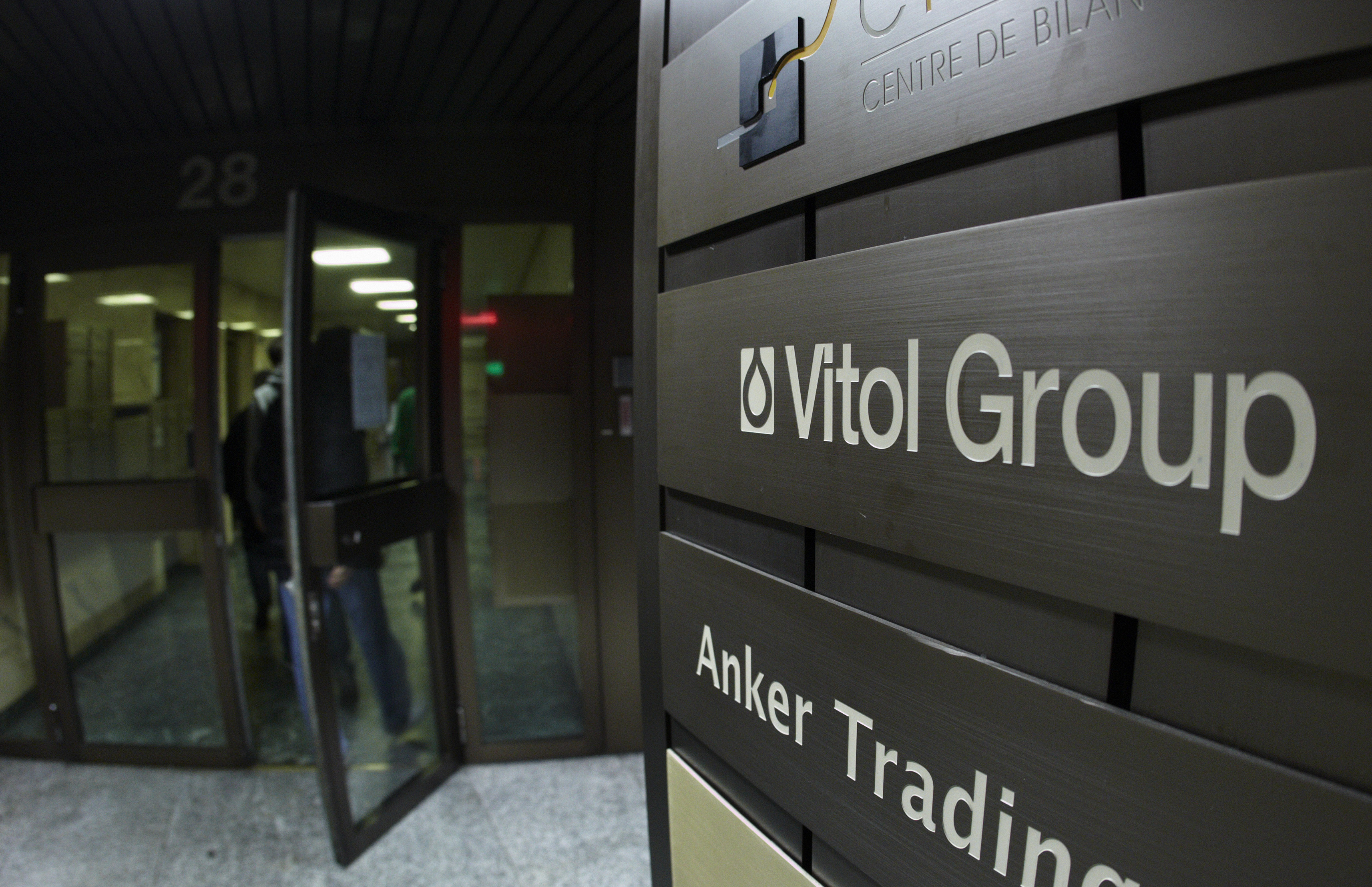 A sign is pictured in front of Vitol Group trading commodities company building in Geneva