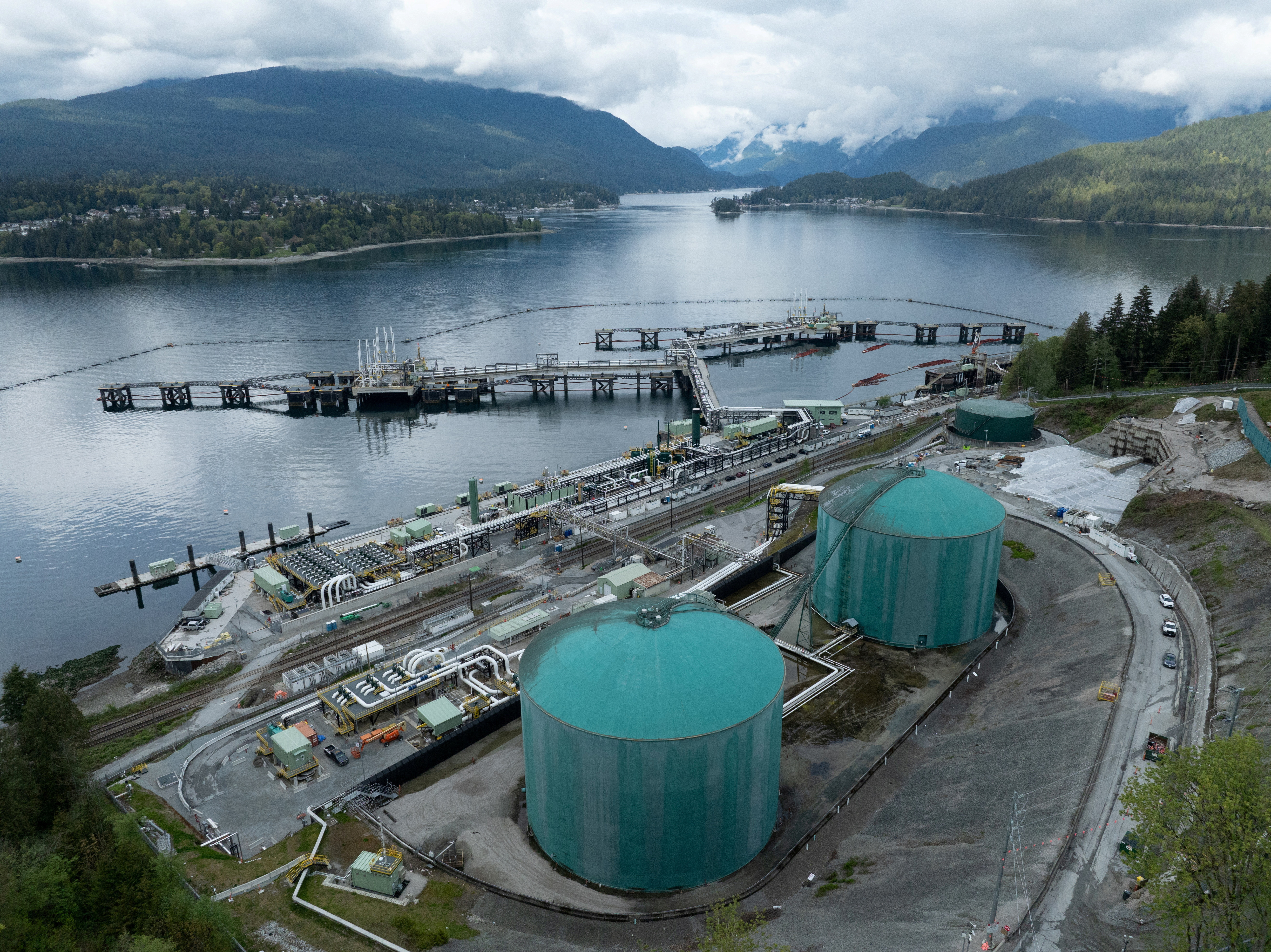 Westridge Marine Terminal, the terminus of the Trans Mountain pipeline expansion project in Burnaby