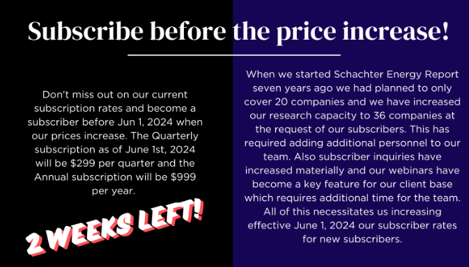 schachter price change 2 weeks left