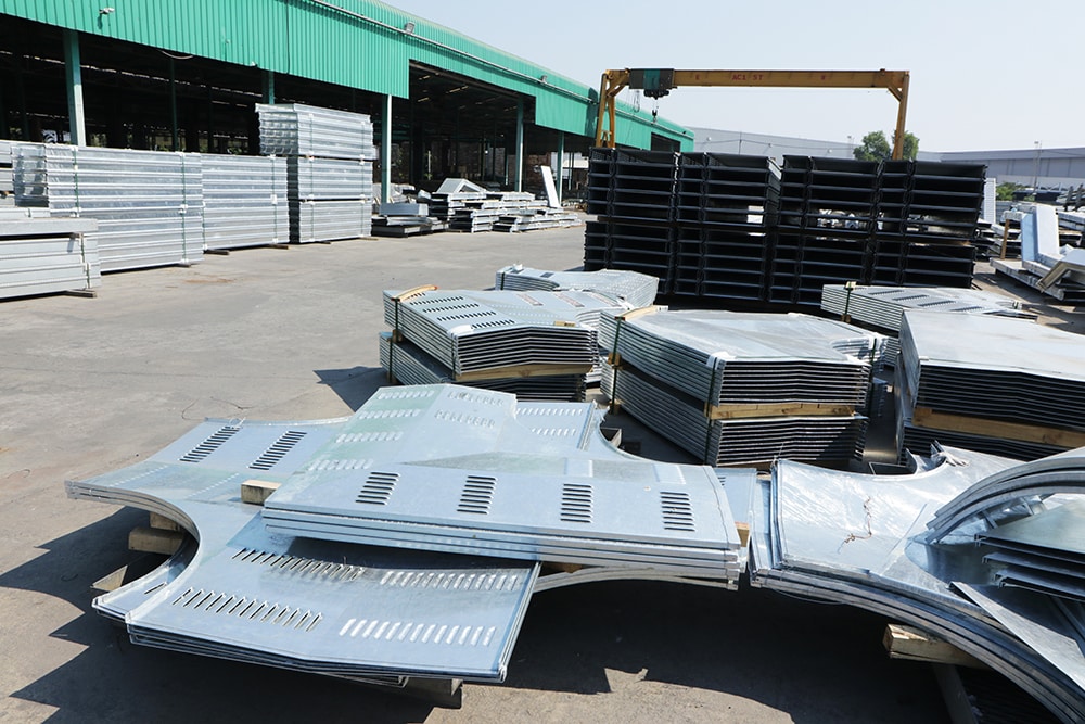 Hot-dipped galvanized steel.