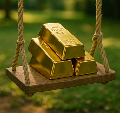 gold on a swing