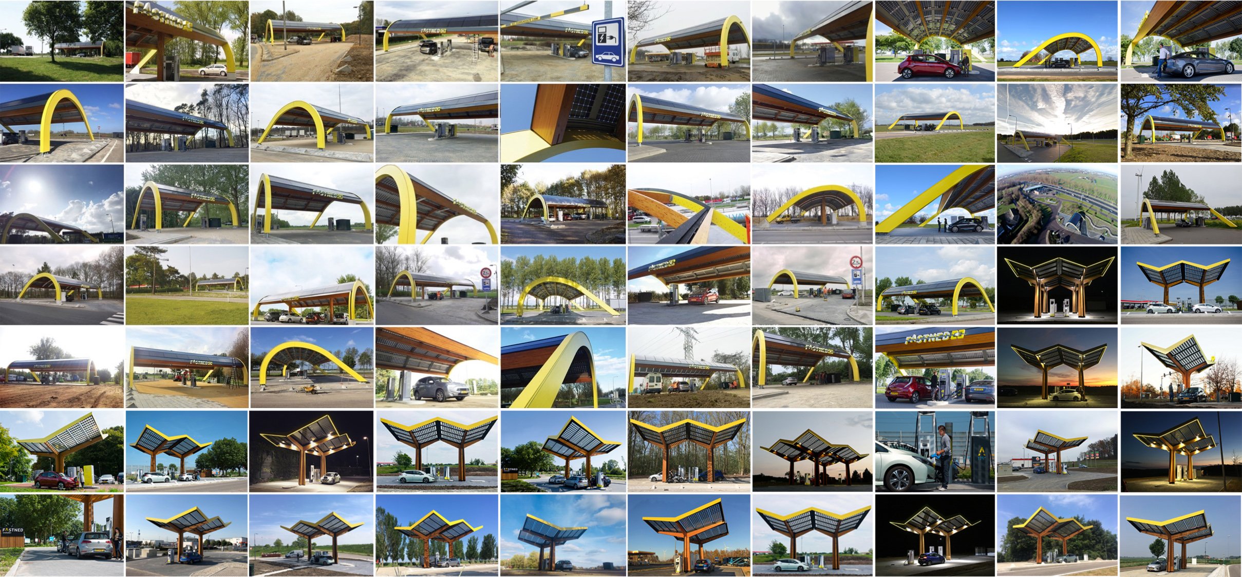 70 Fastned stations showing how the design evolved in the first 5 years