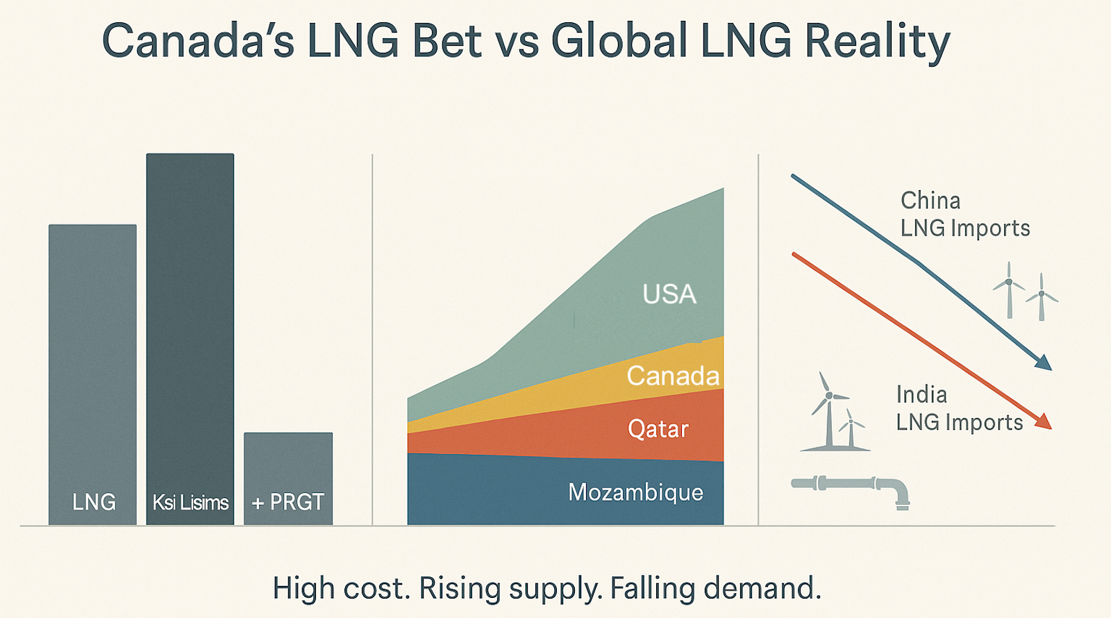 Chatgpt generated: Canada’s LNG investments contrasted with a world moving away from LNG
