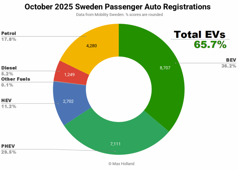 EVs Take 65.7% Share In Sweden