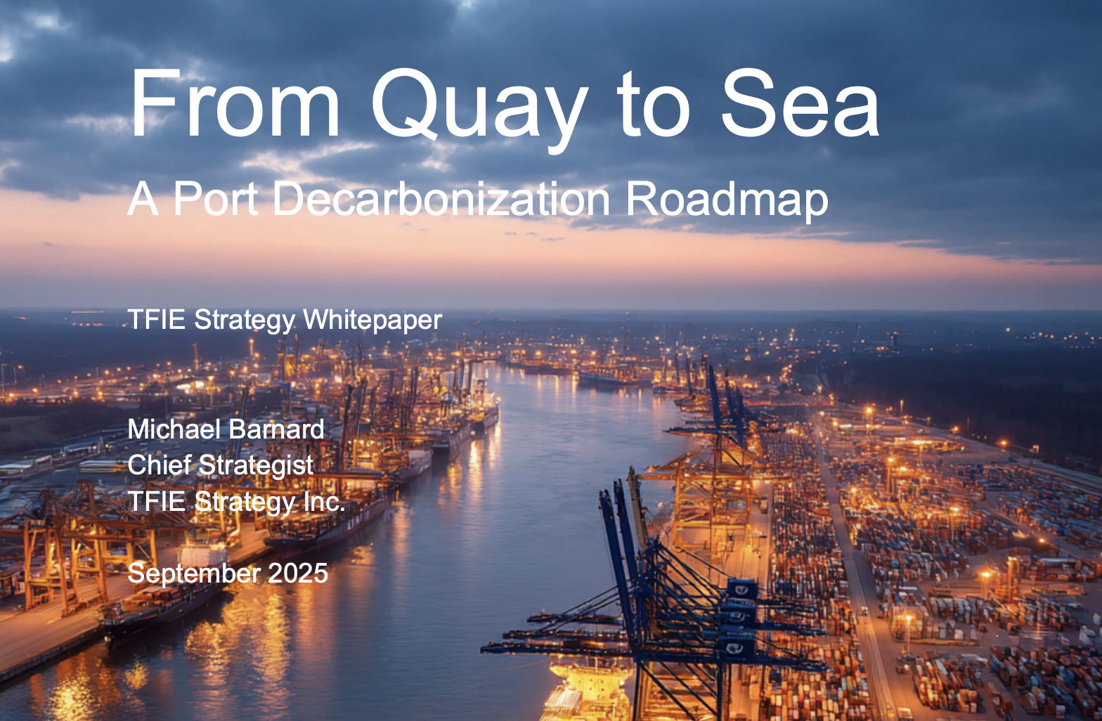 Cover of TFIE Strategy's assembled white paper on port decarbonization
